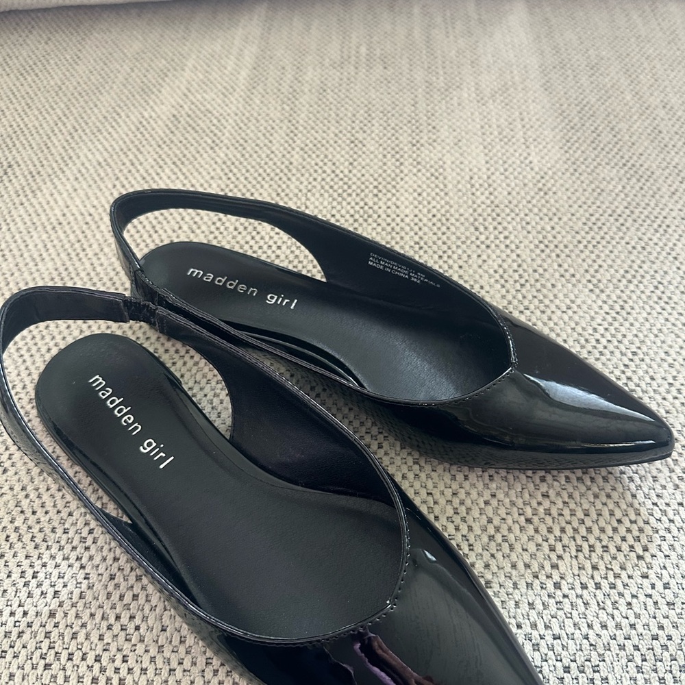 Madden Girl Black Patent Slingback Heels